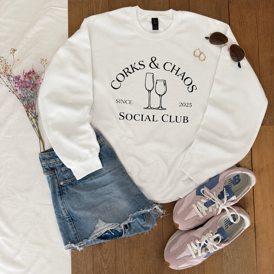 Corks & Chaos Social Club | Gildan® Softstyle Fleece Crewneck Sweatshirt