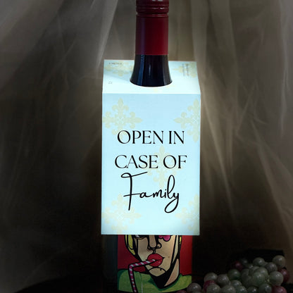 Open in Case of Family | Funny Fall Wine Bottle Gift Tag
