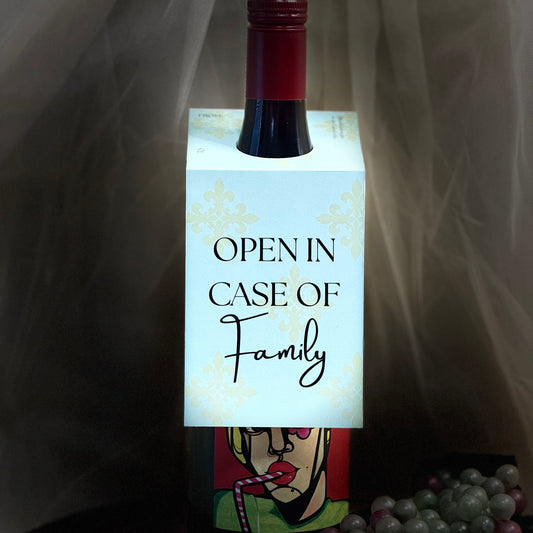 Open in Case of Family | Funny Fall Wine Bottle Gift Tag