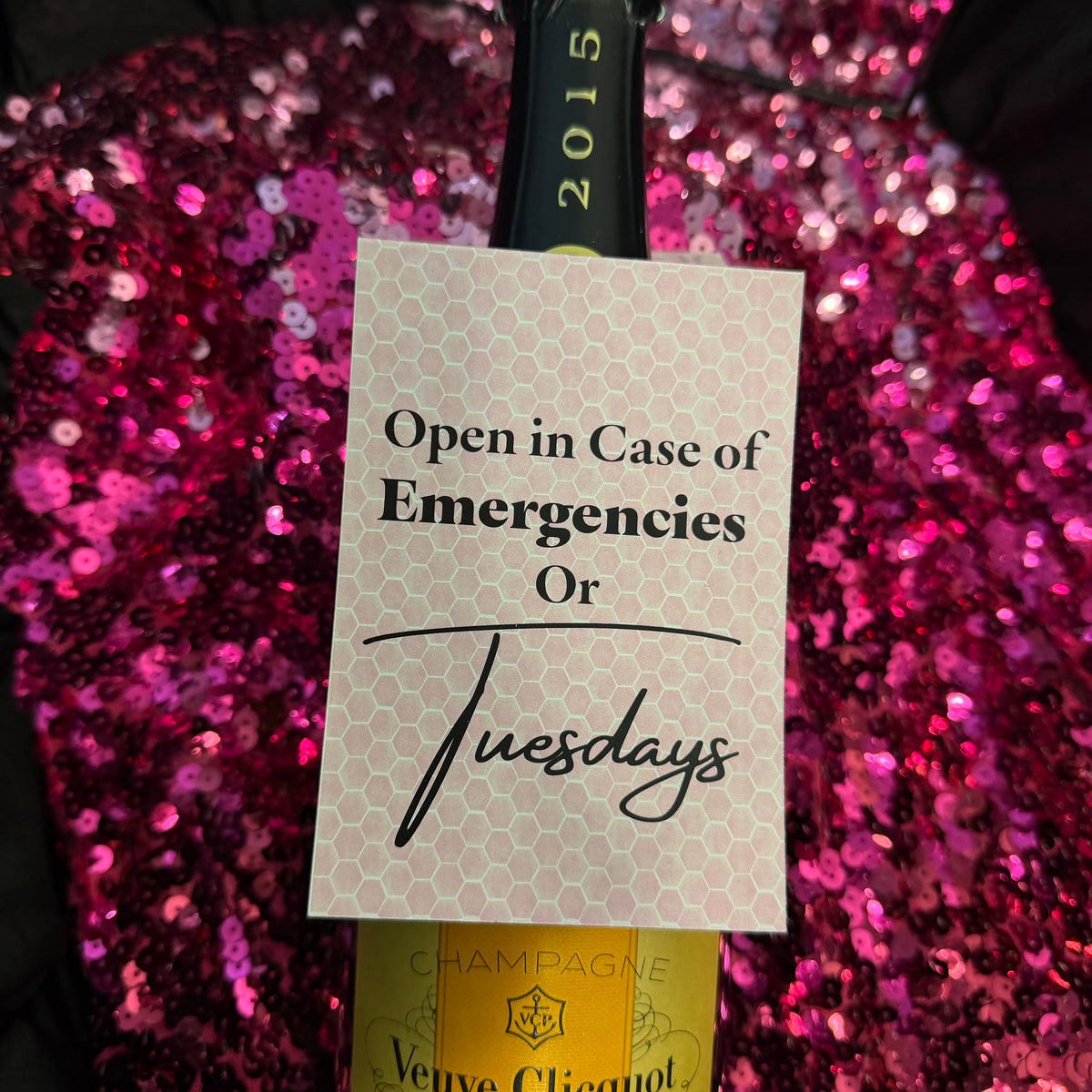 Open in Case of Emergencies or Tuesdays | Funny Wine Bottle Gift Tag