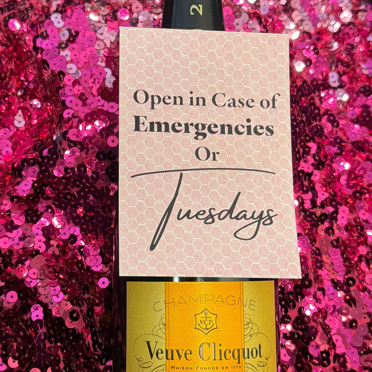 Open in Case of Emergencies or Tuesdays | Funny Wine Bottle Gift Tag